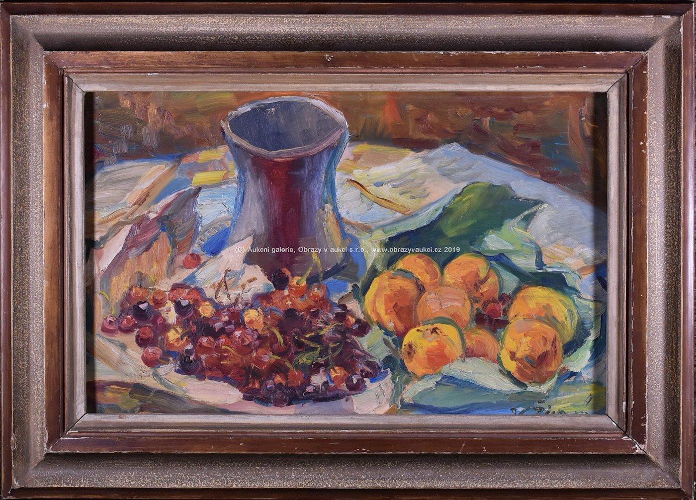 Vincenc Živný - Zátiší s nádobou a ovocem