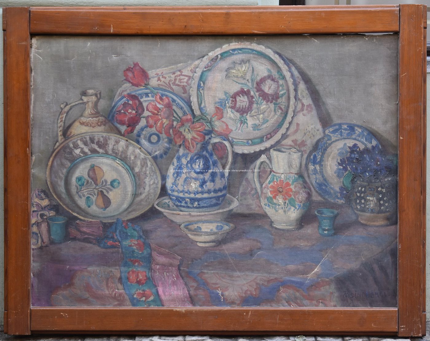 Milada Šindlerová - Zátiší s malovanými džbánky