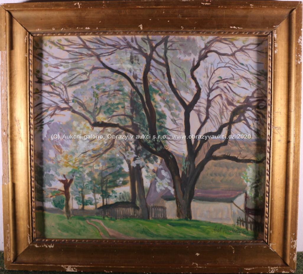 Antonín Hudeček - Vzrostlé stromy u domu