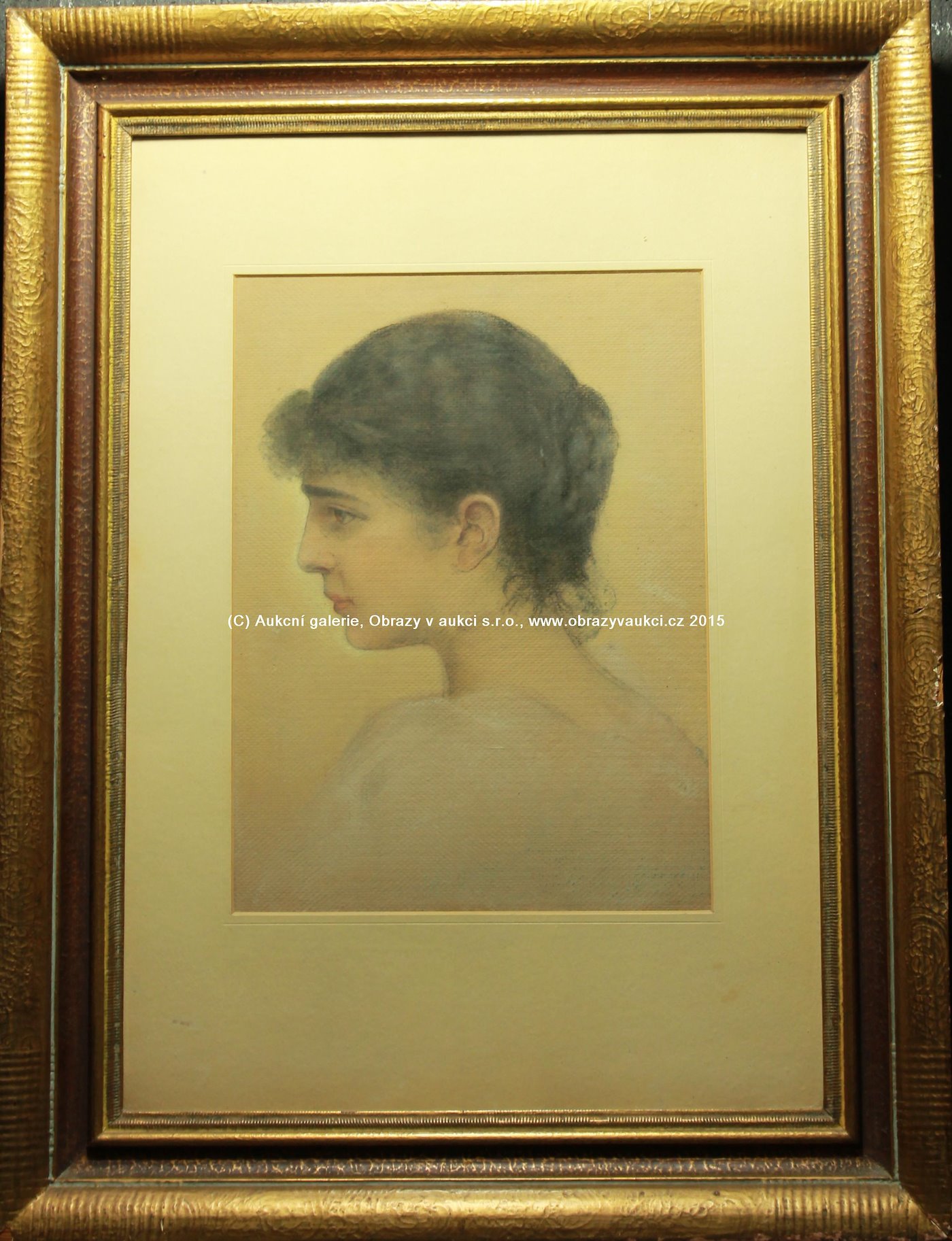 český malíř přelomu 19. a 20. století - Černovlasá dívka z profilu