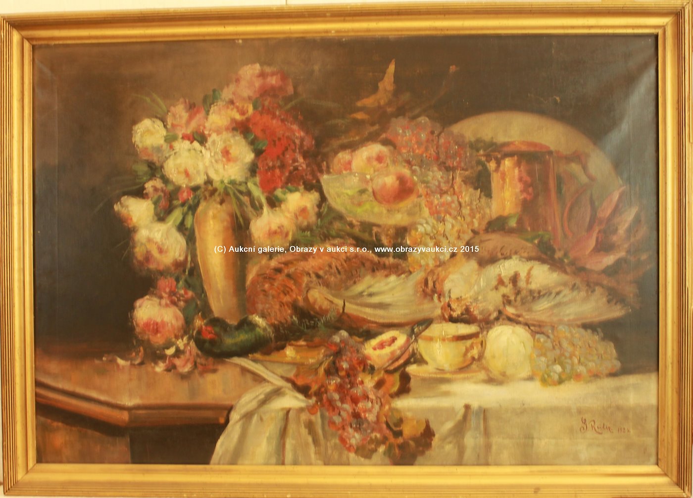 Gustav Reiter - Zátiší s bažanty, ovocem a květinami