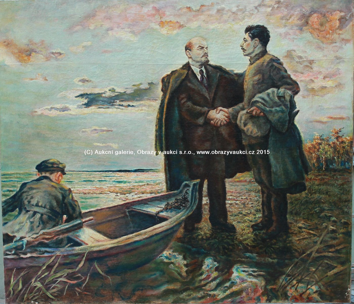český nebo ruský malíř 20. stol. - Lenin se Stalinem