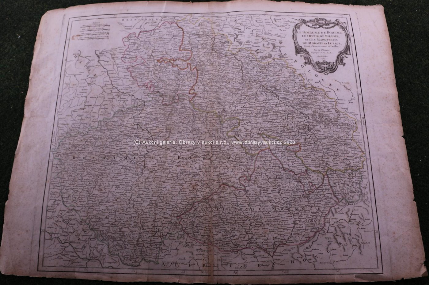. - Mapa Čech, Slezska, Moravy a Lužice r. 1751