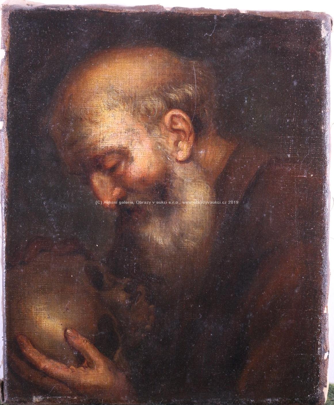 Pravděpodobně středoevropský malíř 18. stol. - Mnich s lebkou (sv. František z Pauly?)