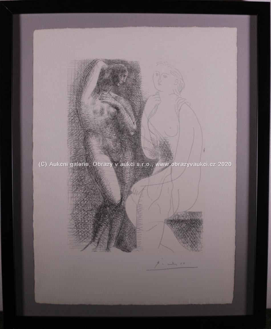 Pablo Picasso - Femme nue devant une statue 