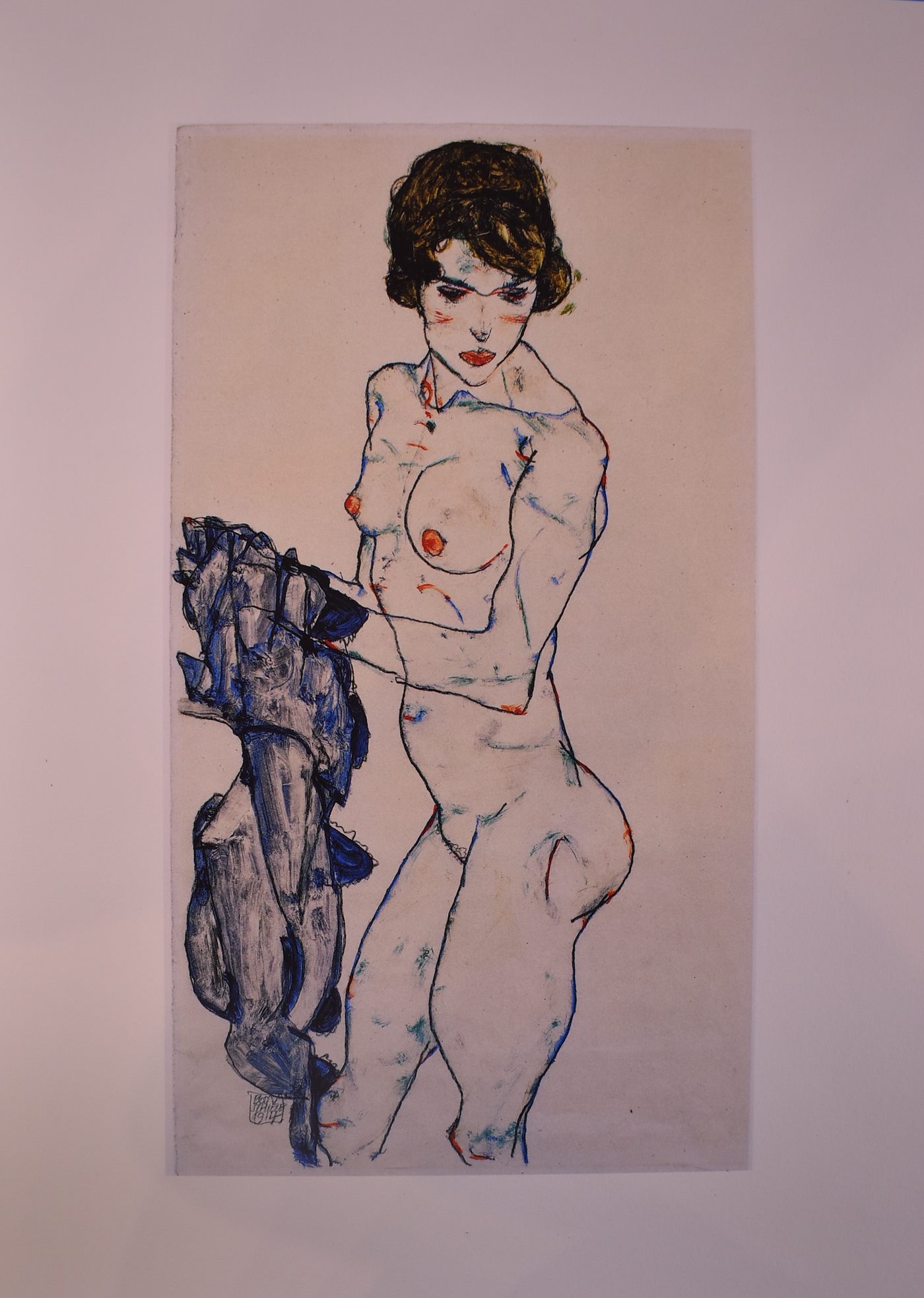 Egon Schiele - Dívka s modrými šaty