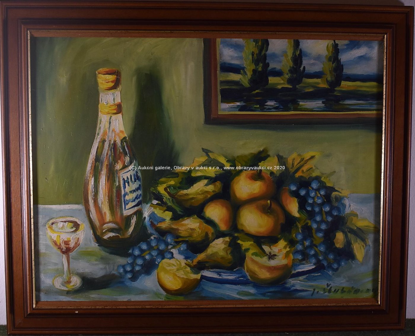 J. Štubňa - Zátiší s lahví a ovocem