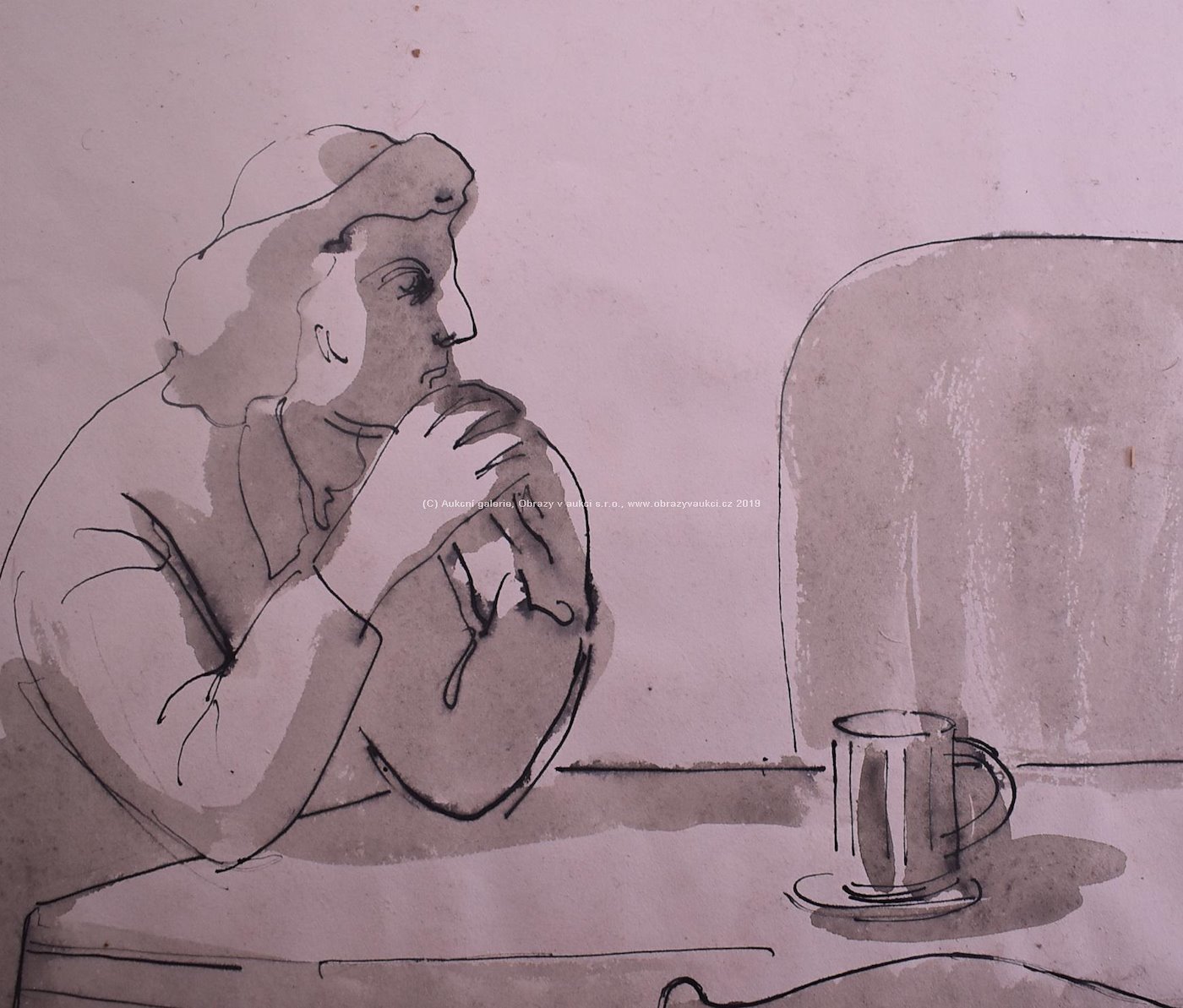 Karel Souček (*1915) - Žena v kavárně
