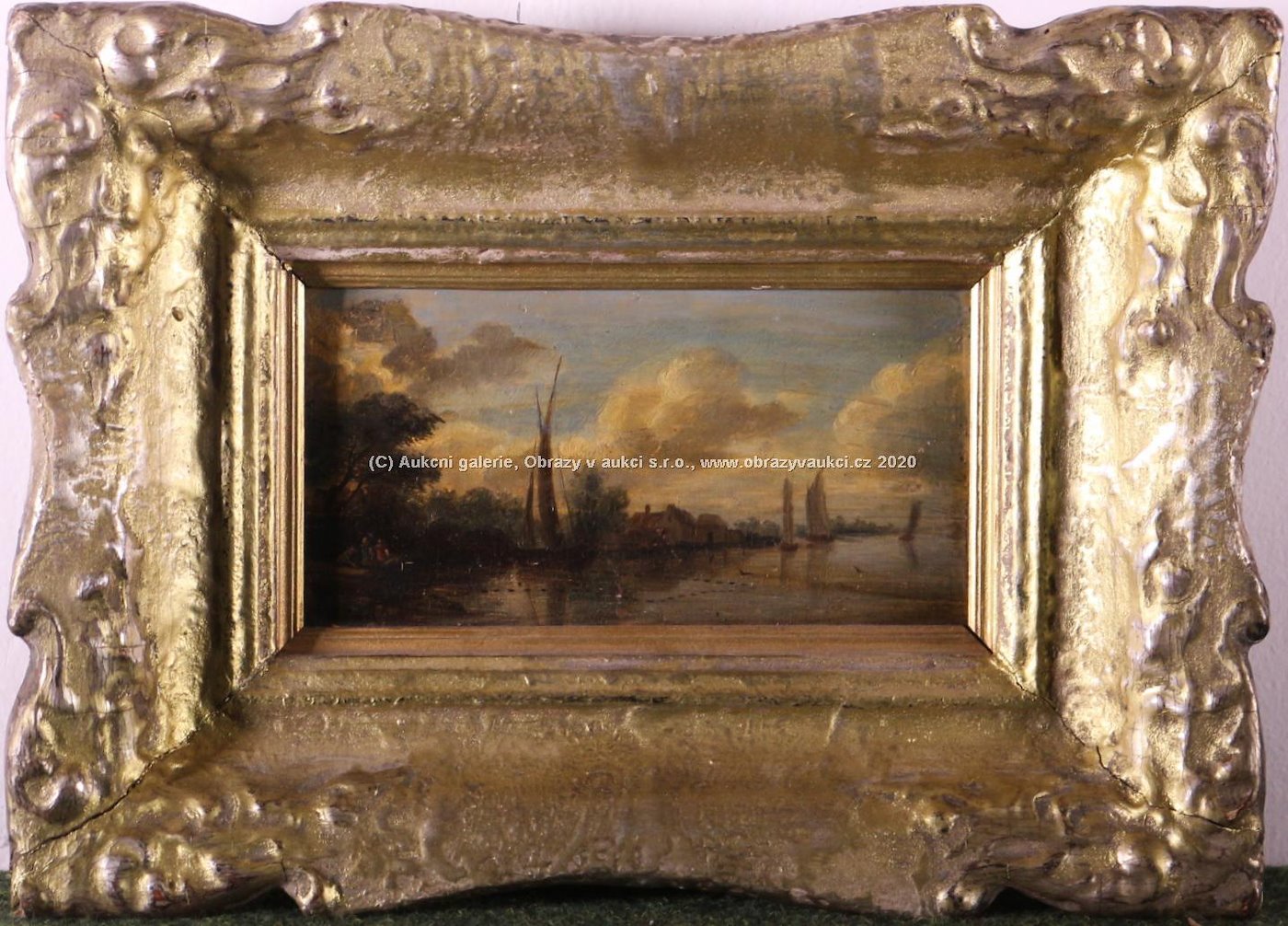 holandský malíř 19.století - Kotvící plachetnice