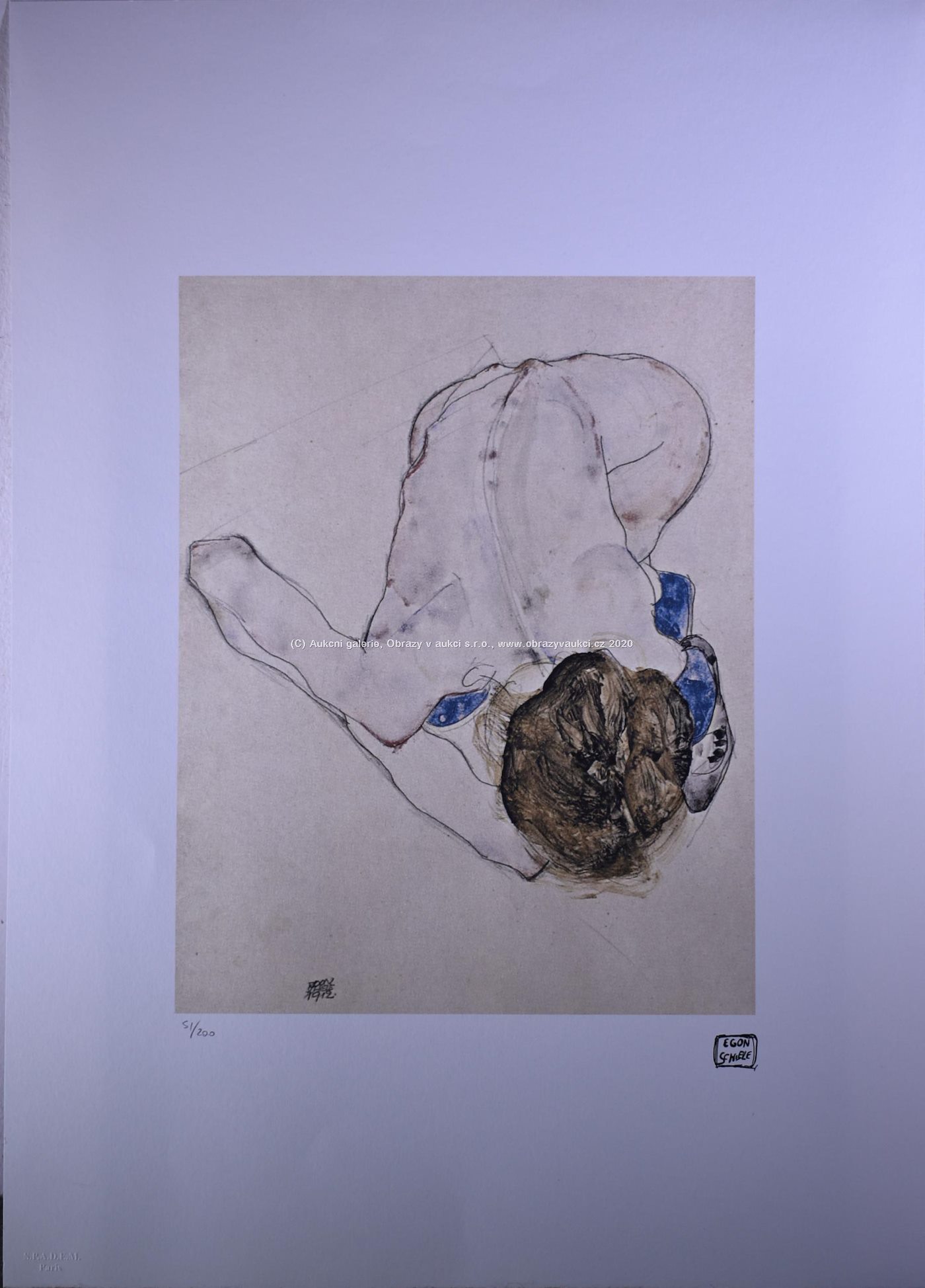 Egon Schiele - Akt s modrými punčochami