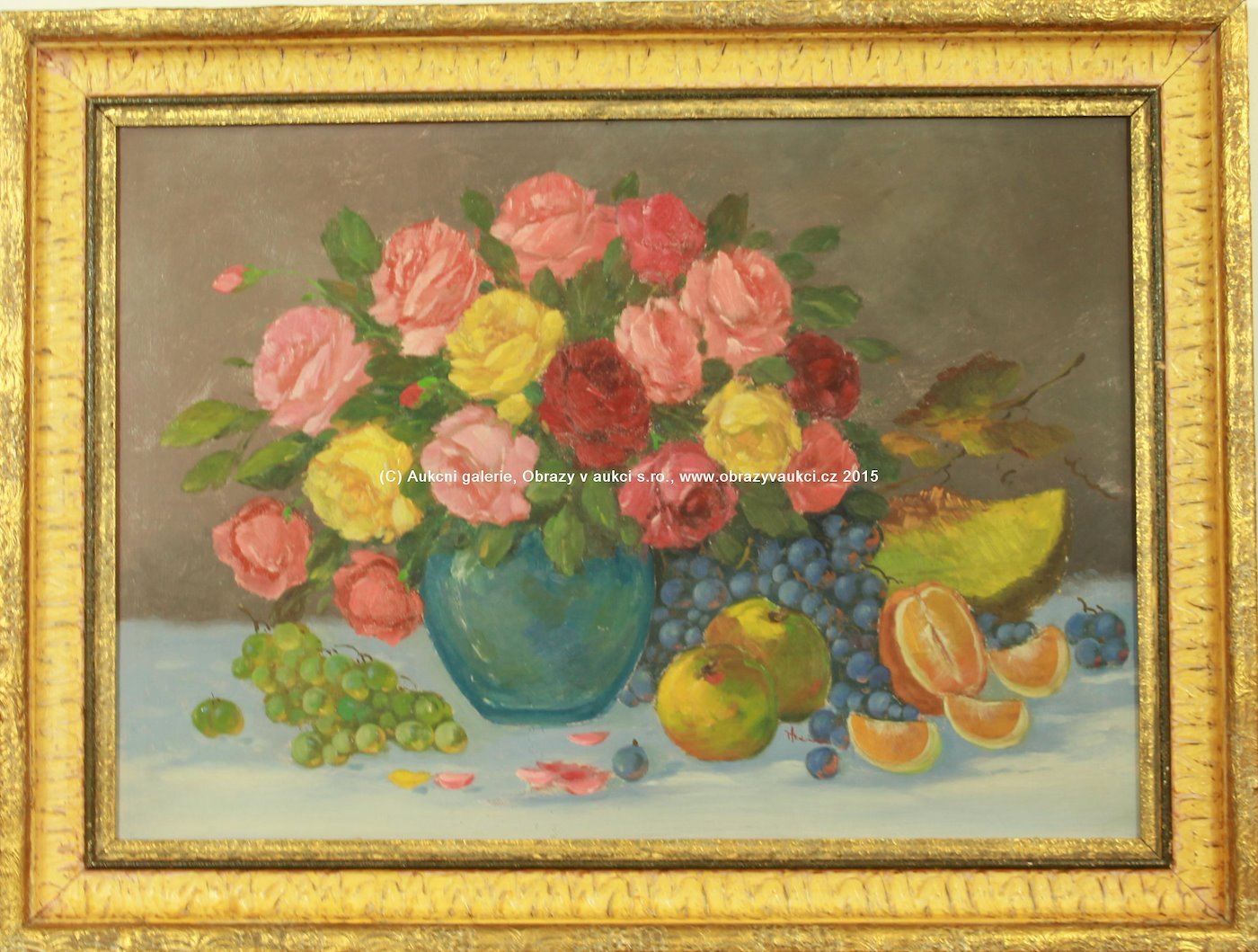 Václav Stein - Zátiší s ovocem a růžemi