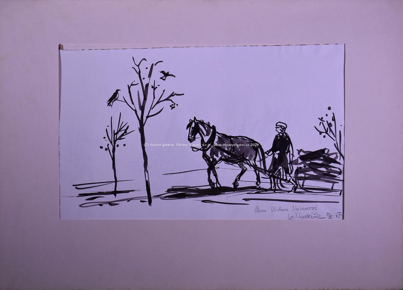 Vojtěch Sedláček - S koněm (oboustranná kresba)