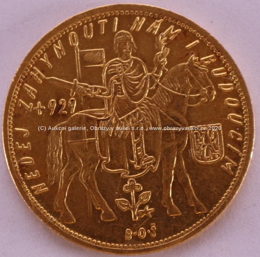 . - Zlatá mince Svatý Václav Pětidukát Československý 1931, Au 986/1000, hmotnost 17,42 g