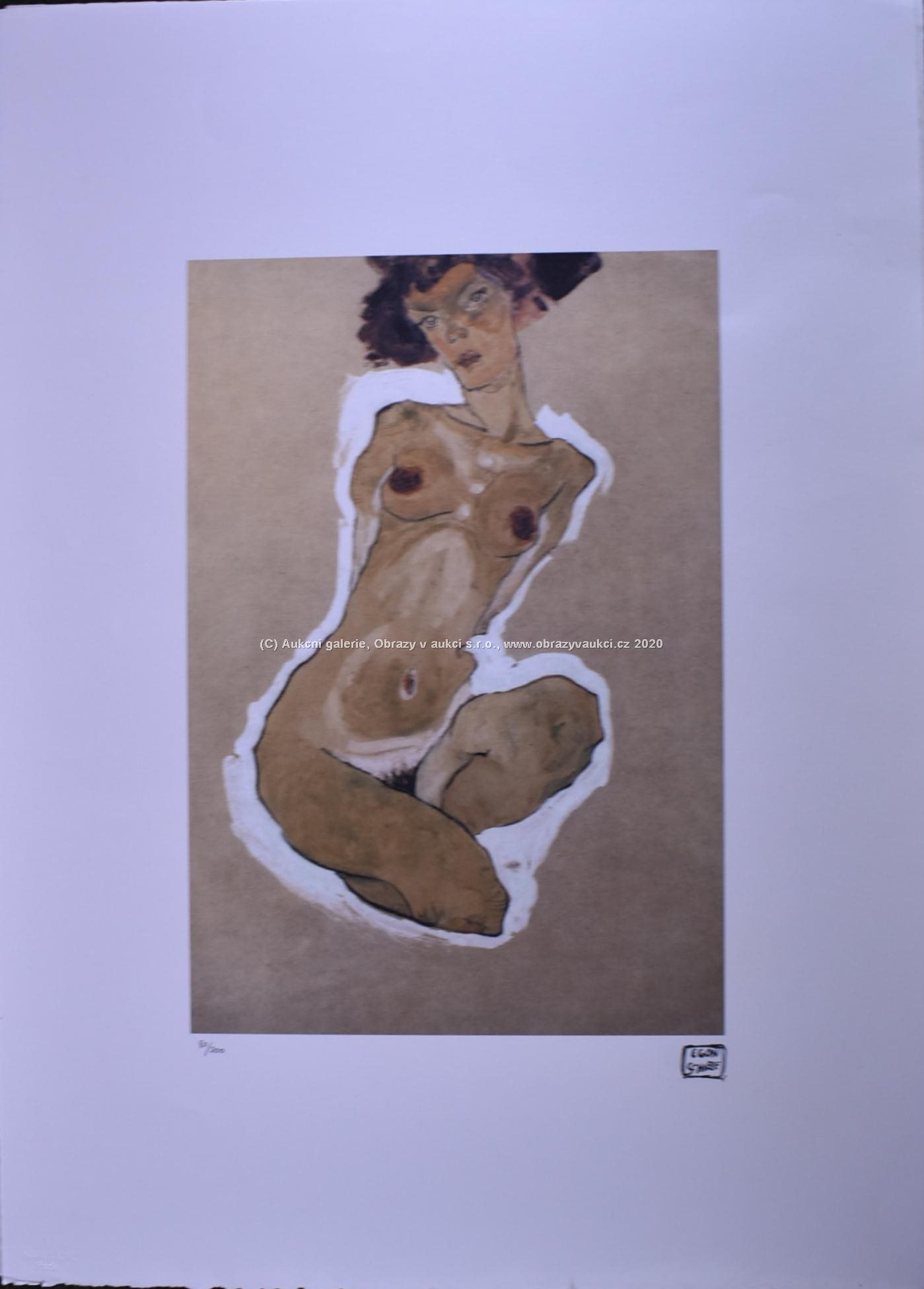 Egon Schiele - Klečící akt