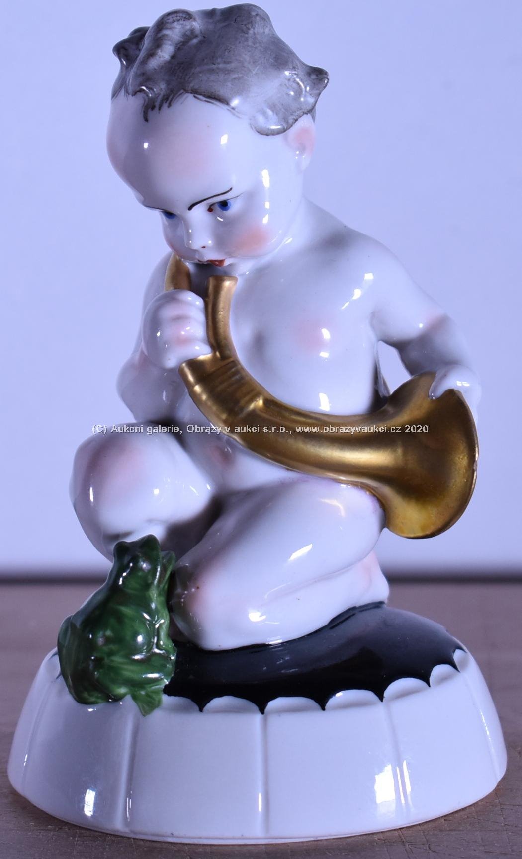 porcelánka Rosenthal - Dítko s žábou a trumpetou