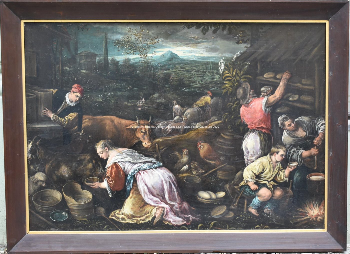 Leandro Bassano - následovník (17. století) - Květen (Výroba sýrů a pečení chleba) - VELKÝ FORMÁT