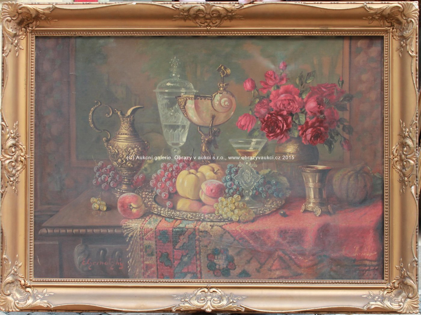 Ernst Czernotzky - Zátiší s ovocem a broušeným pohárem