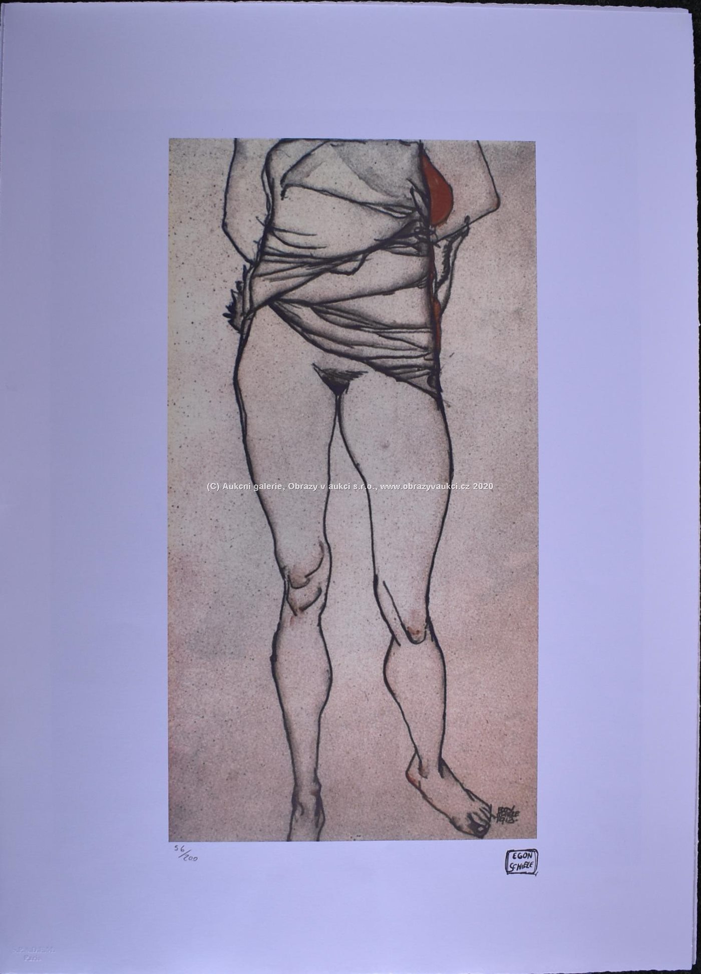 Egon Schiele - Akt s vyhrnutými šaty