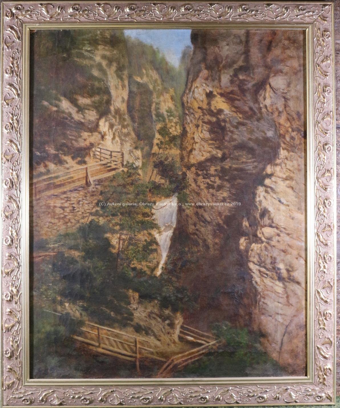 středoevropský malíř kolem roku 1900 - Skalní soutěska