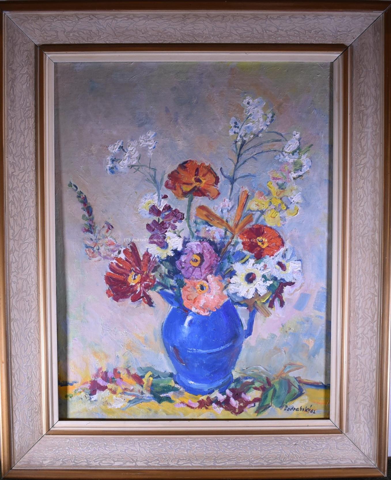 Josef Podrabský - Květiny v modrém džbánku