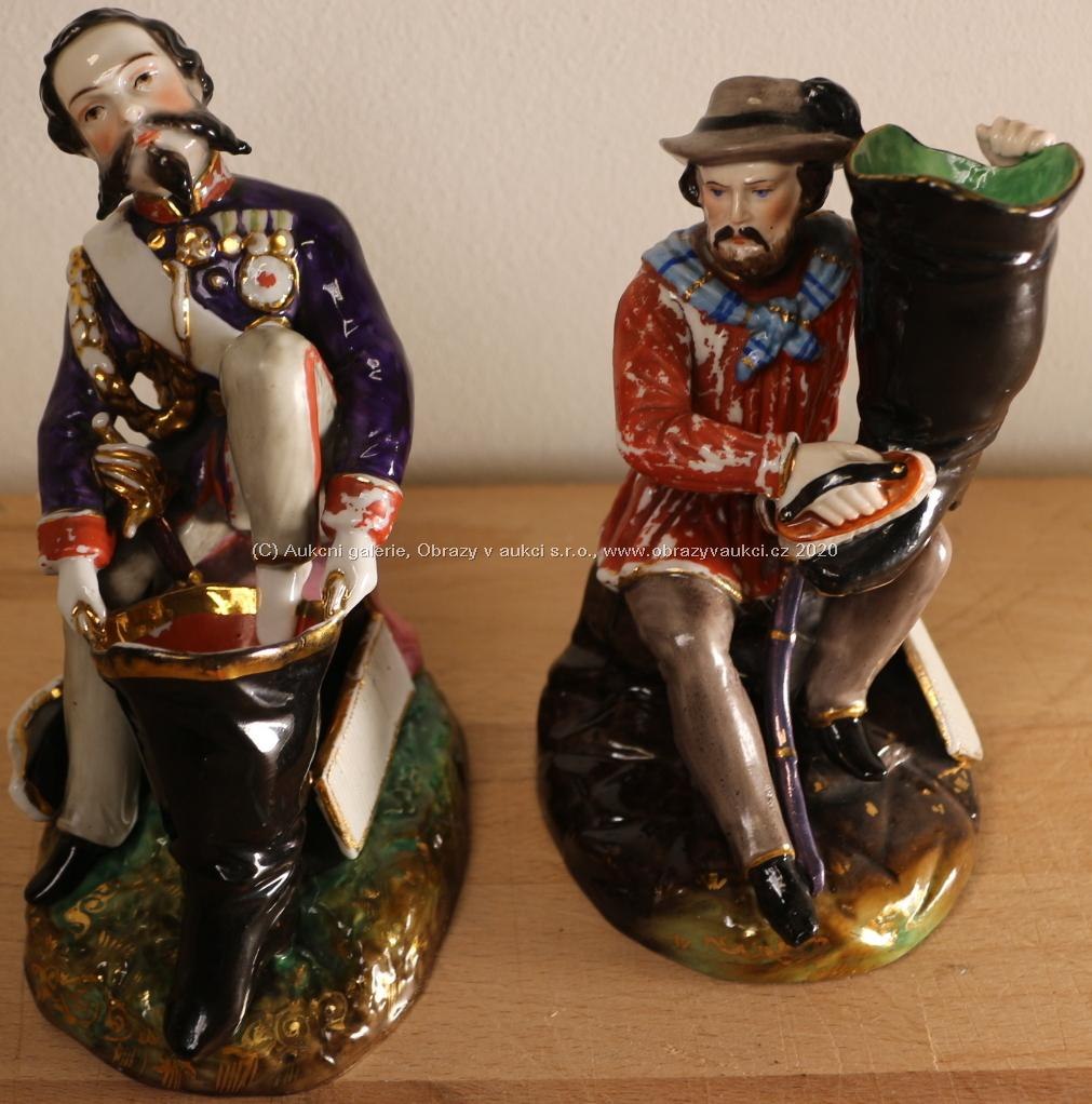Čechy, kolem poloviny 19. století - Dva figurální stojany na sirky