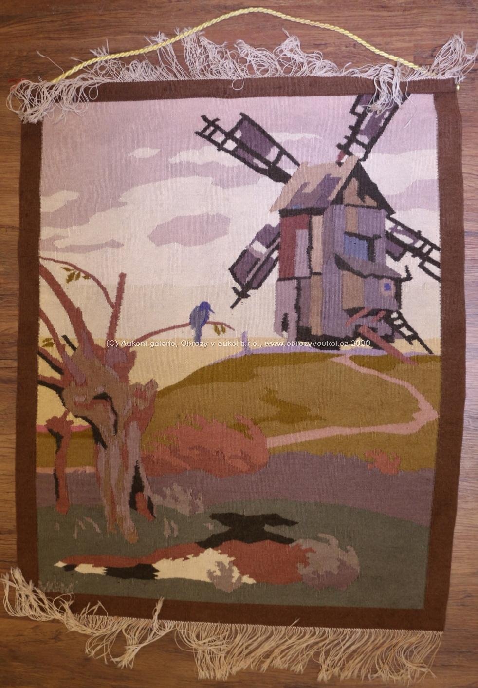 1. čtvrtina 20. století - Secesní gobelín s motivem větrného mlýna