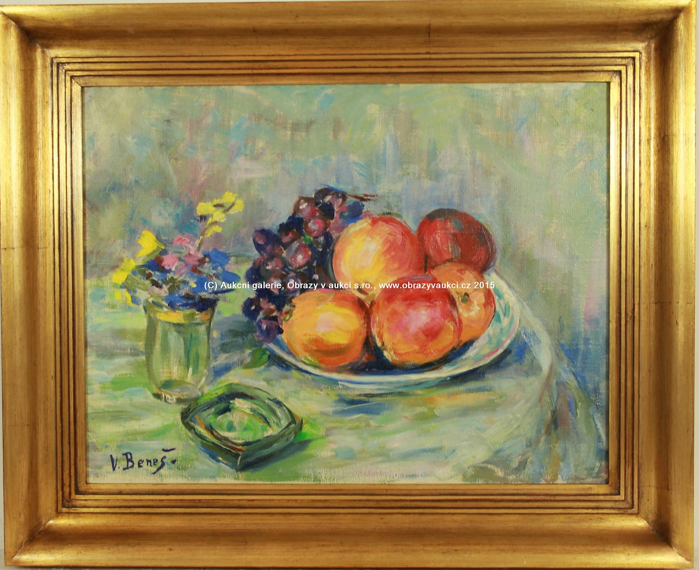 Vincenc Beneš - Zátiší s ovocem a květinami