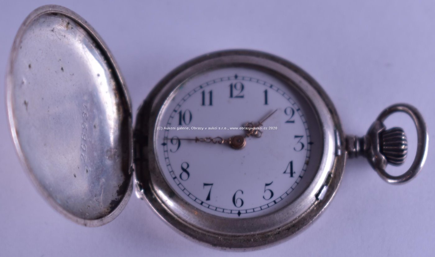 .. - Kapesní hodinky, stříbro 800/1000, značeno platnou puncovní značkou AV, hrubá hmotnost 24,65 g