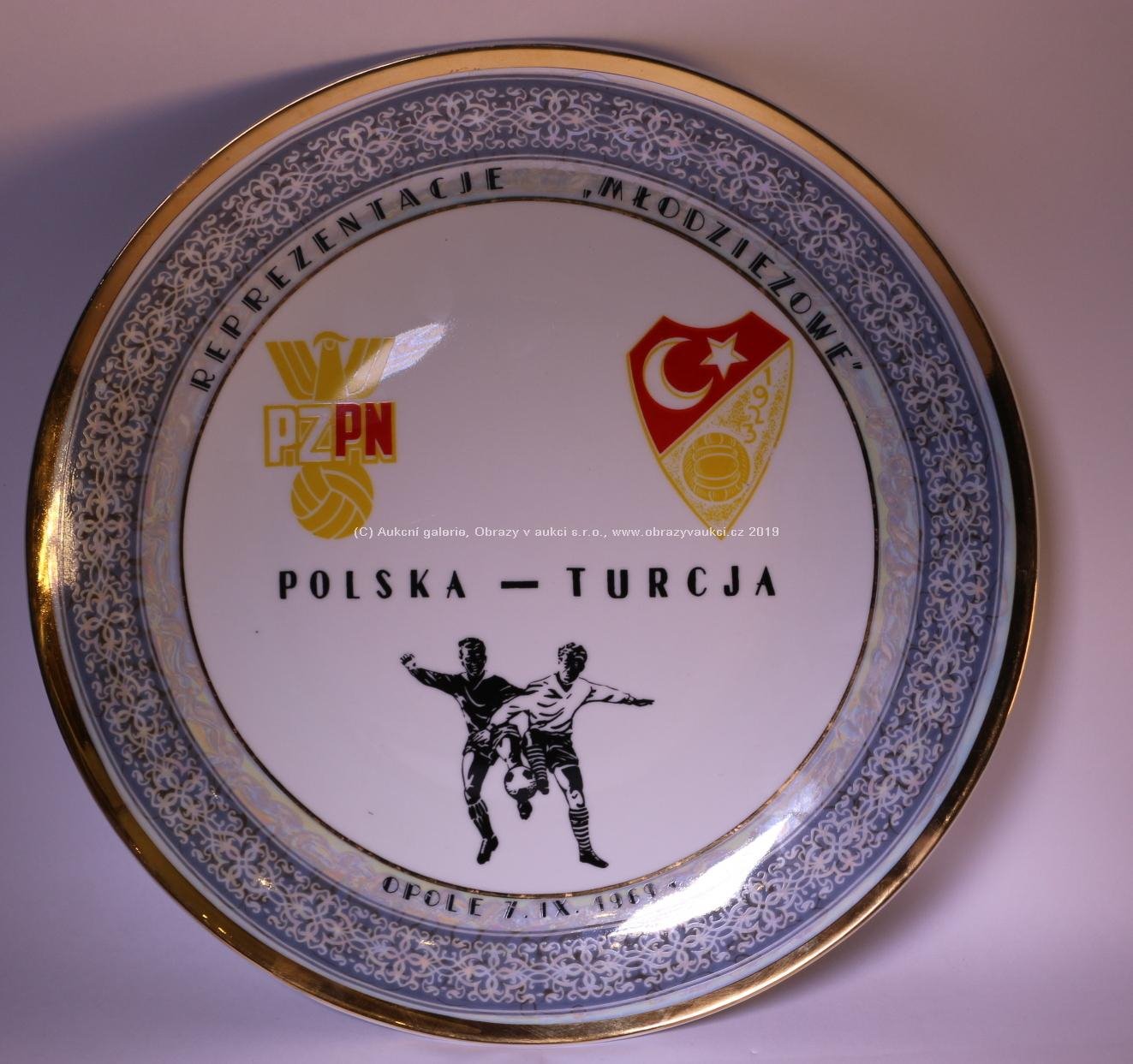 2. pol. 20. stol. - Pamětní talíř - Fotbalový zápas Polsko - Turecko 1969