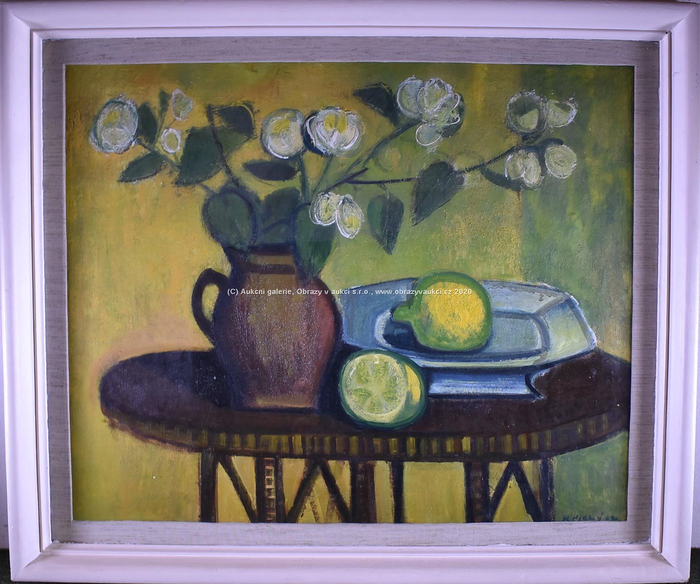 Willy Horný - Zátiší s květinou a citrony 