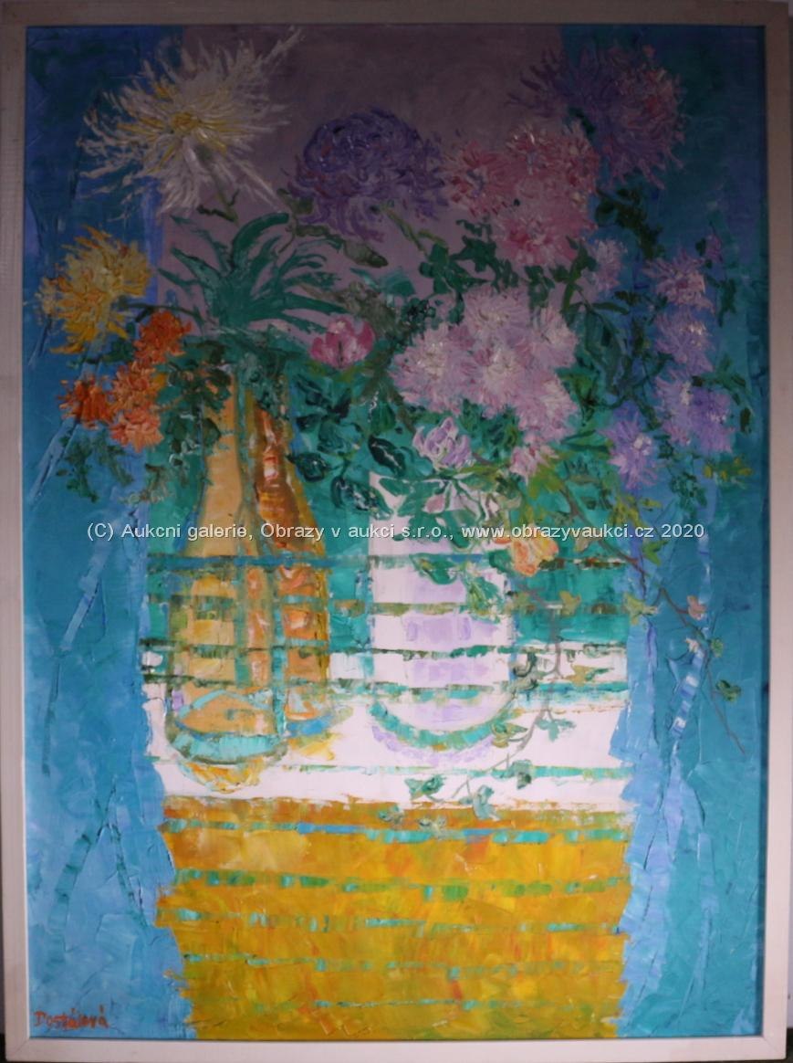 Alena Dostálová - Zátiší s květinami v okně