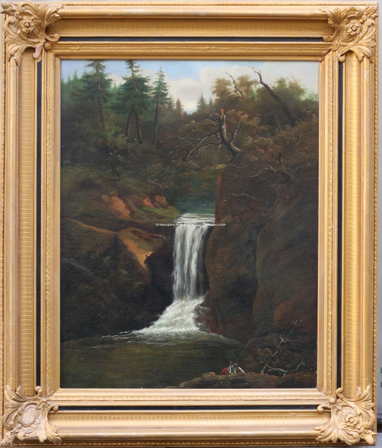 Středoevropský malíř kolem roku 1850 - Odpočinek u vodopádu