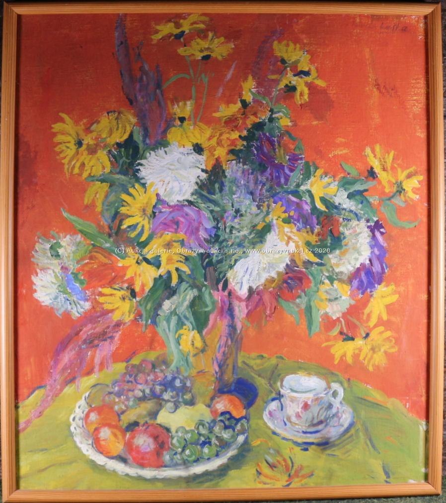 Pavel Laška - Zátiší s květinou a šálkem