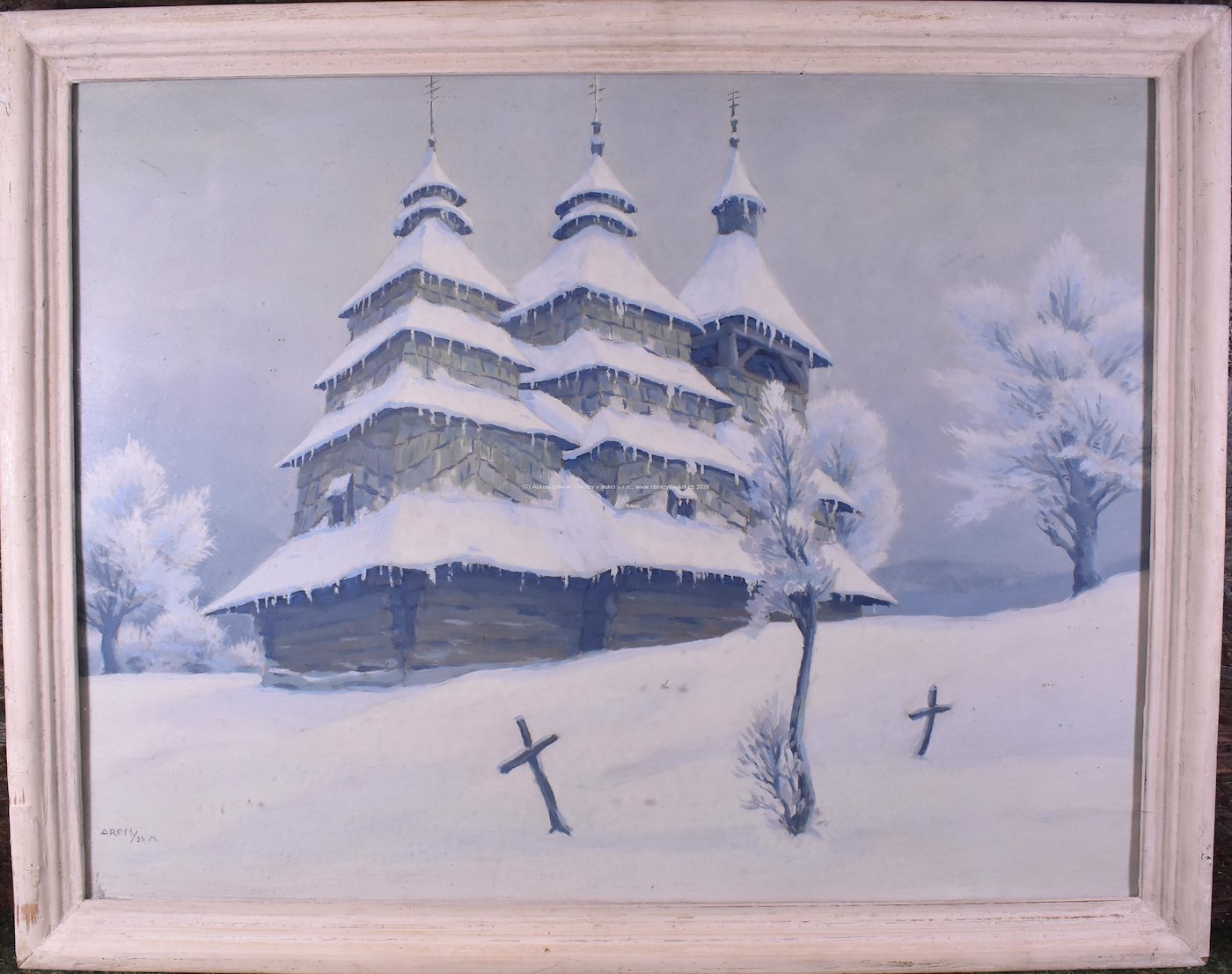 František Aron - Dřevěný kostel v zimě