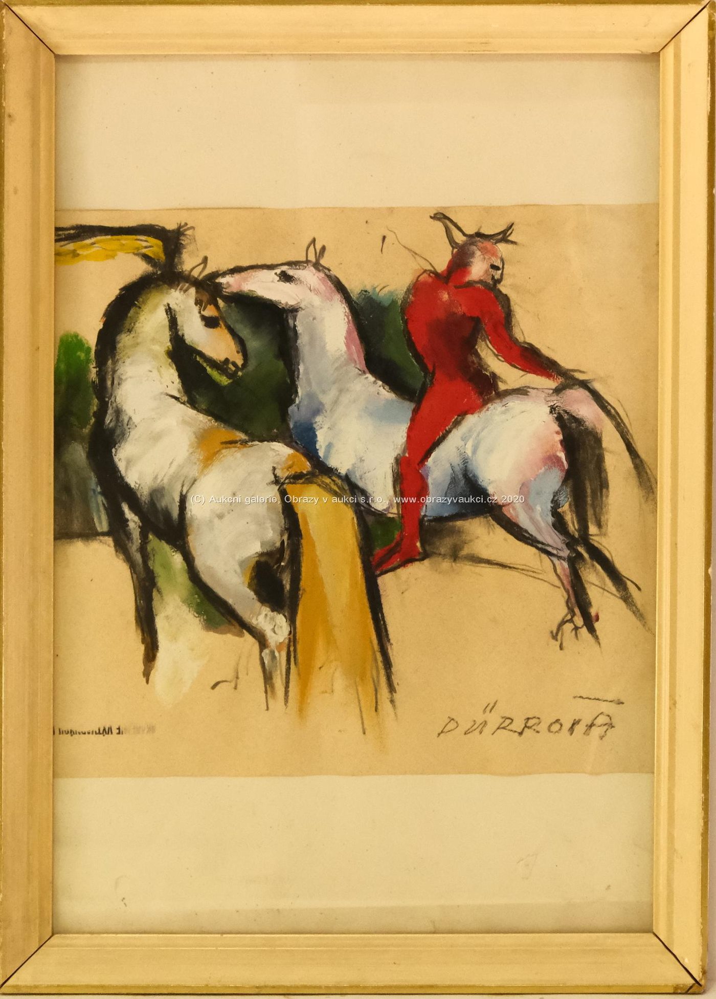 Eva Míčková - Konvolut 2 prací - 2 koně s čertem a Žena na býku