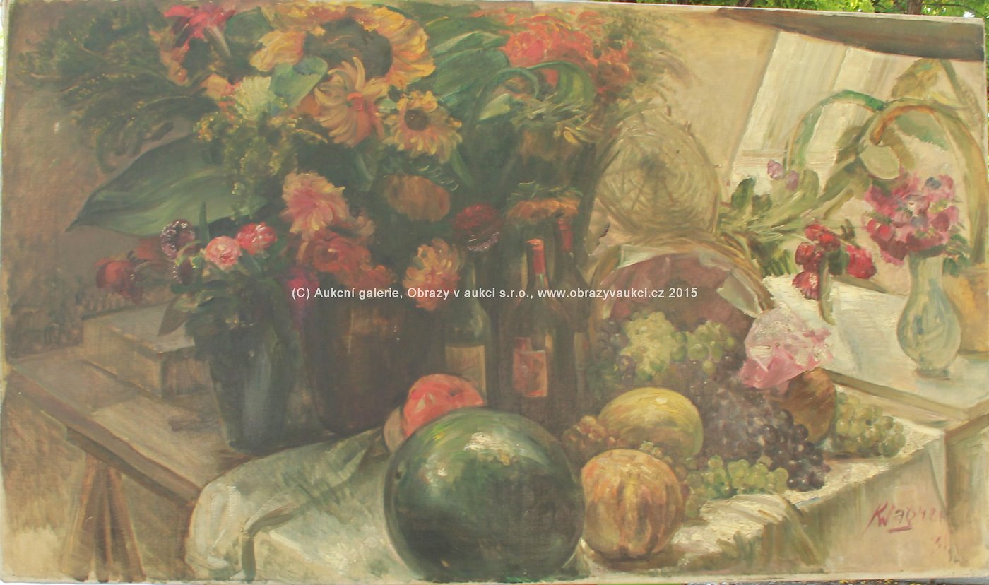 K. Wagner - Zátiší s květinami a ovocem