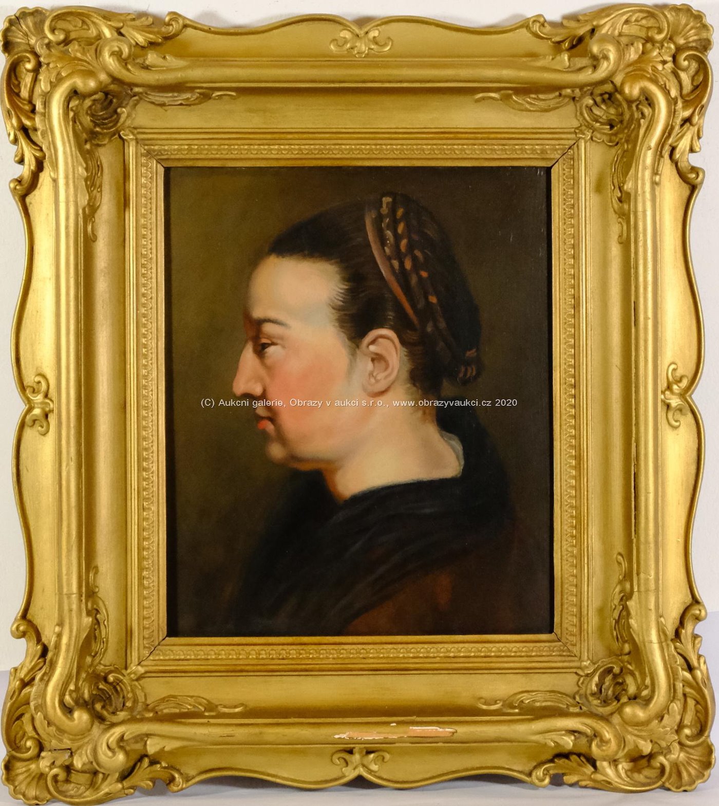 středoevropský malíř kolem pol. 19. stol. - Portrét ženy z profilu