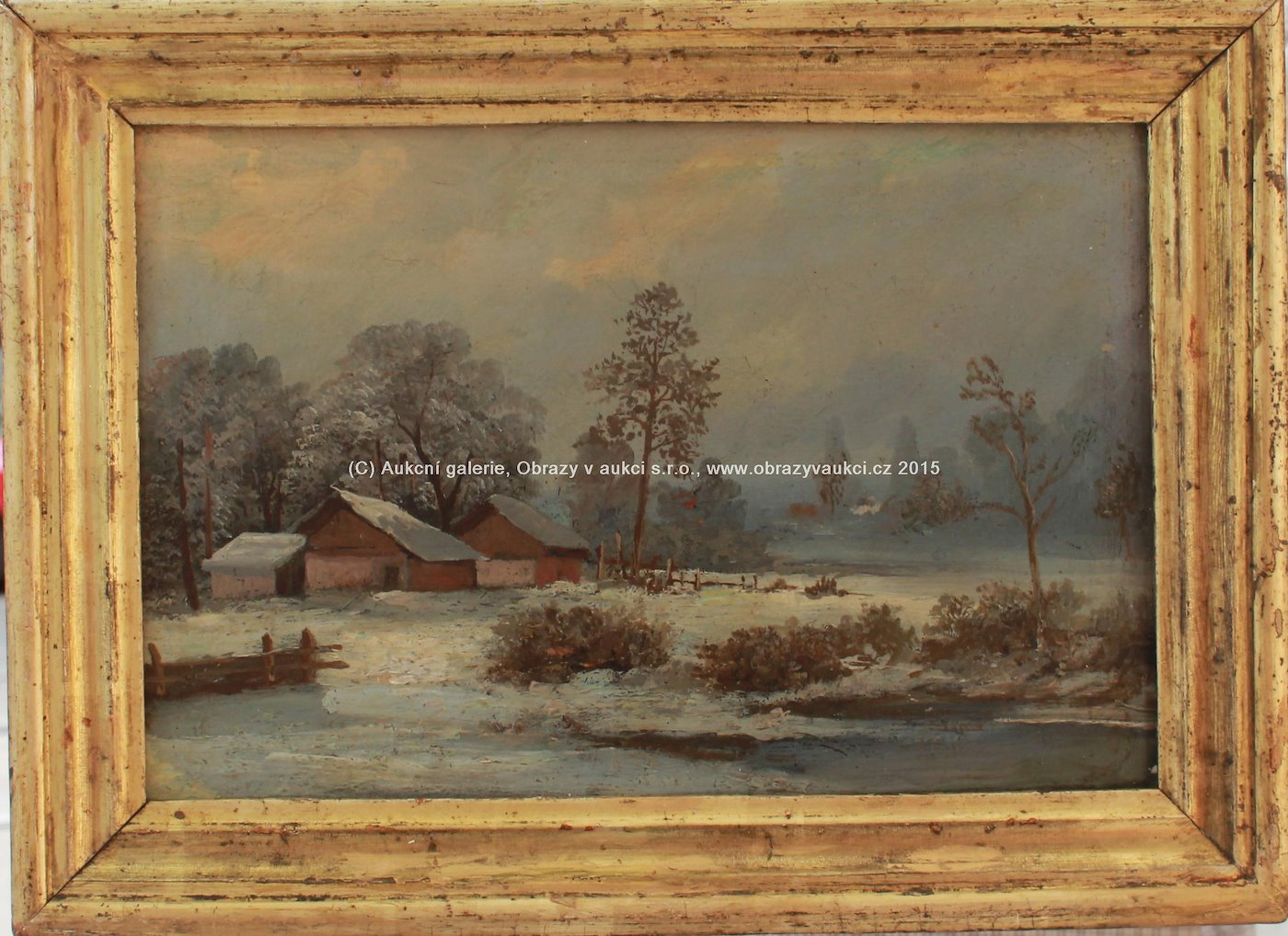 středoevropský malíř konce 19. stol. - U řeky v zimě
