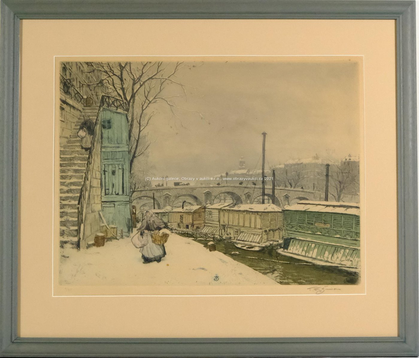 František Šimon Tavík - Pont St. Marie v zimě (Paříž 1923)