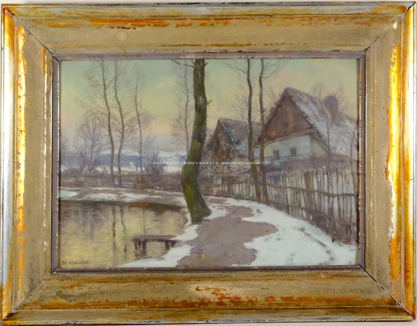 Alois Kalvoda - Zimní chalupy u rybníka