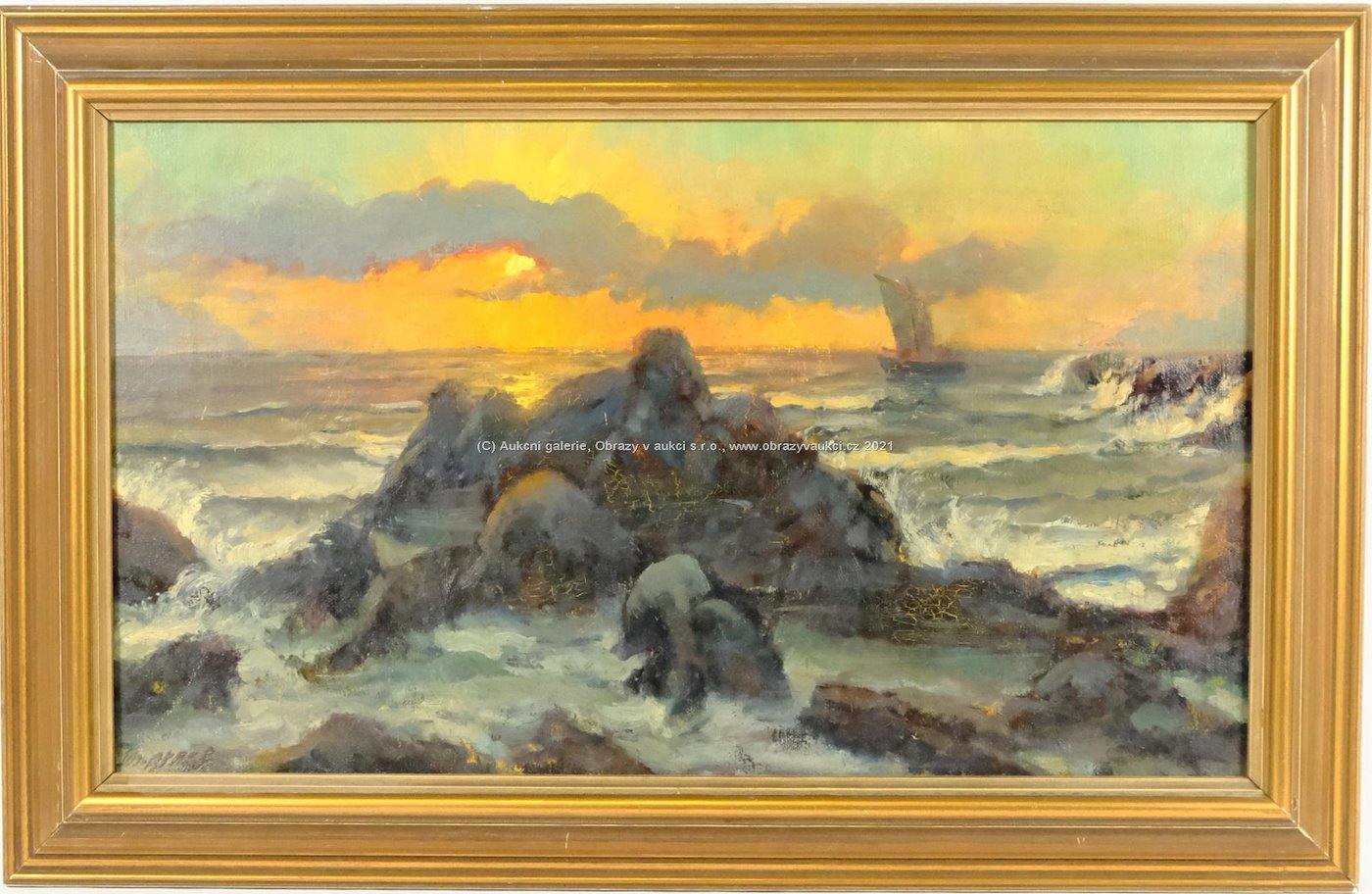 Josef Arnet - Západ slunce na moři