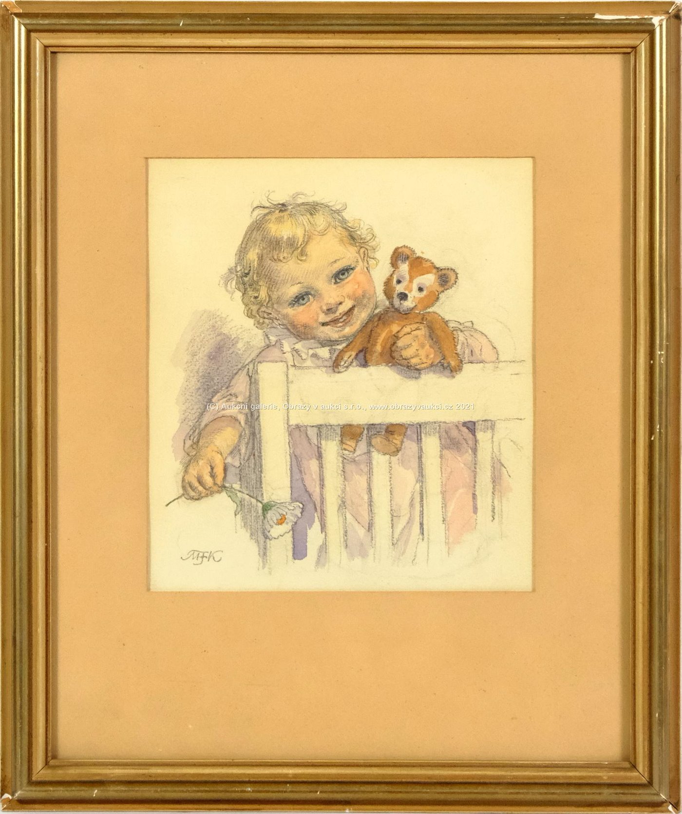 Marie Fischerová - Kvěchová - Děvčátko s medvídkem