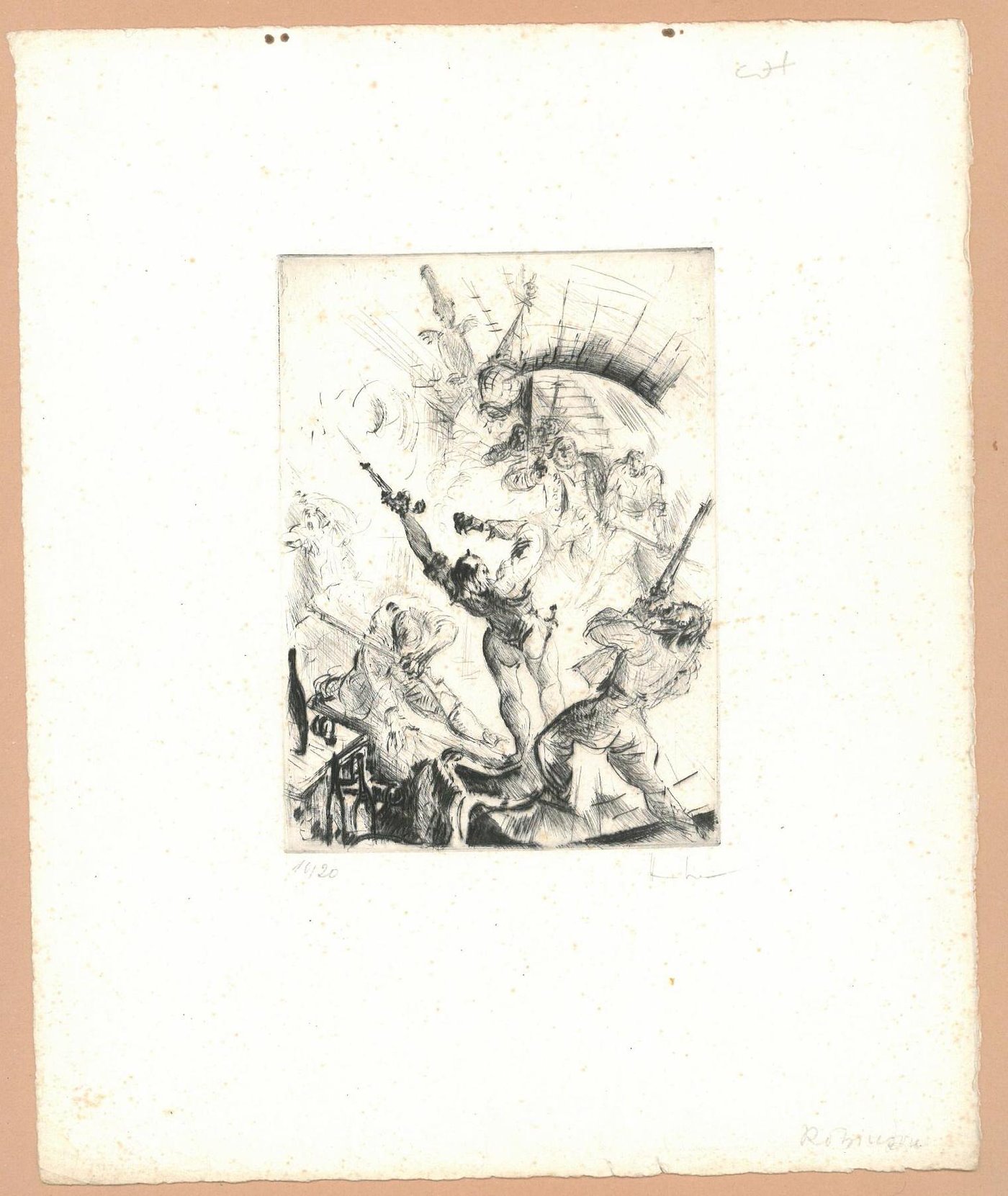 signatura nečitelná - Konvolut 16 grafických listů - ilustrace ke knize Robinson Crusoe