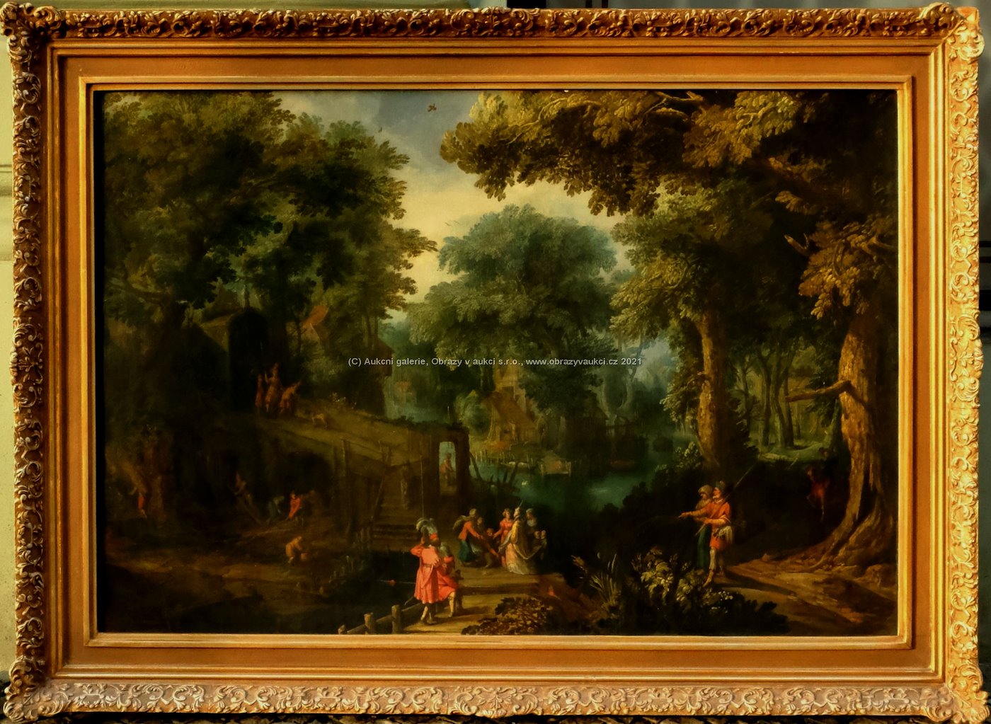 pravděpodobně západoevropský malíř 17. století - Krajina s figurální stafáží - VELKÝ ROZMĚR