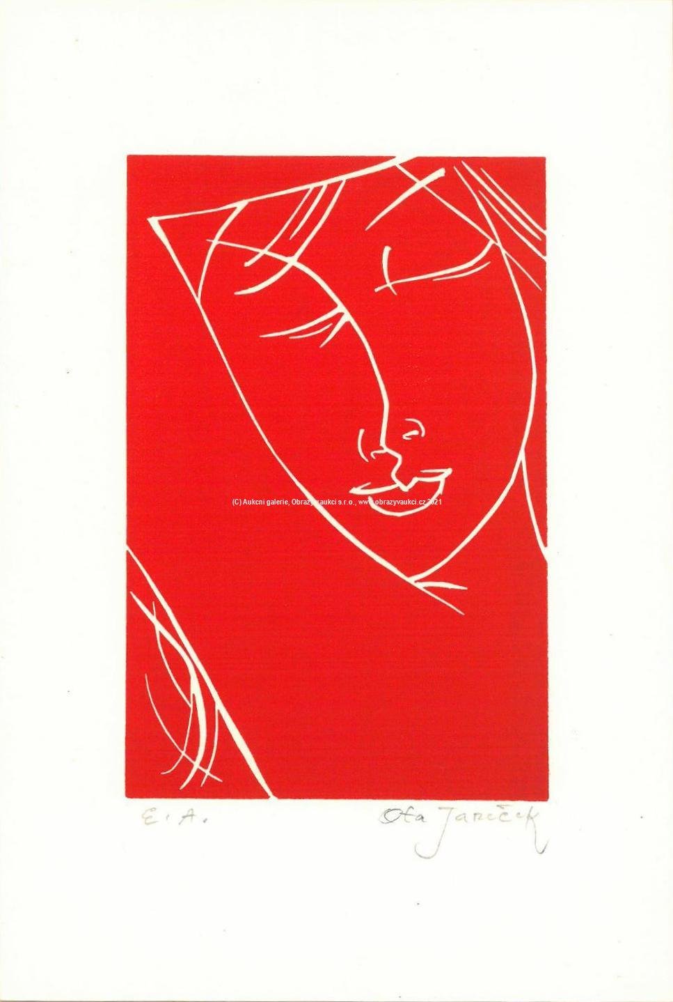 Ota Janeček - Spící dívka s podpažím, 2.verze (červená varianta)  