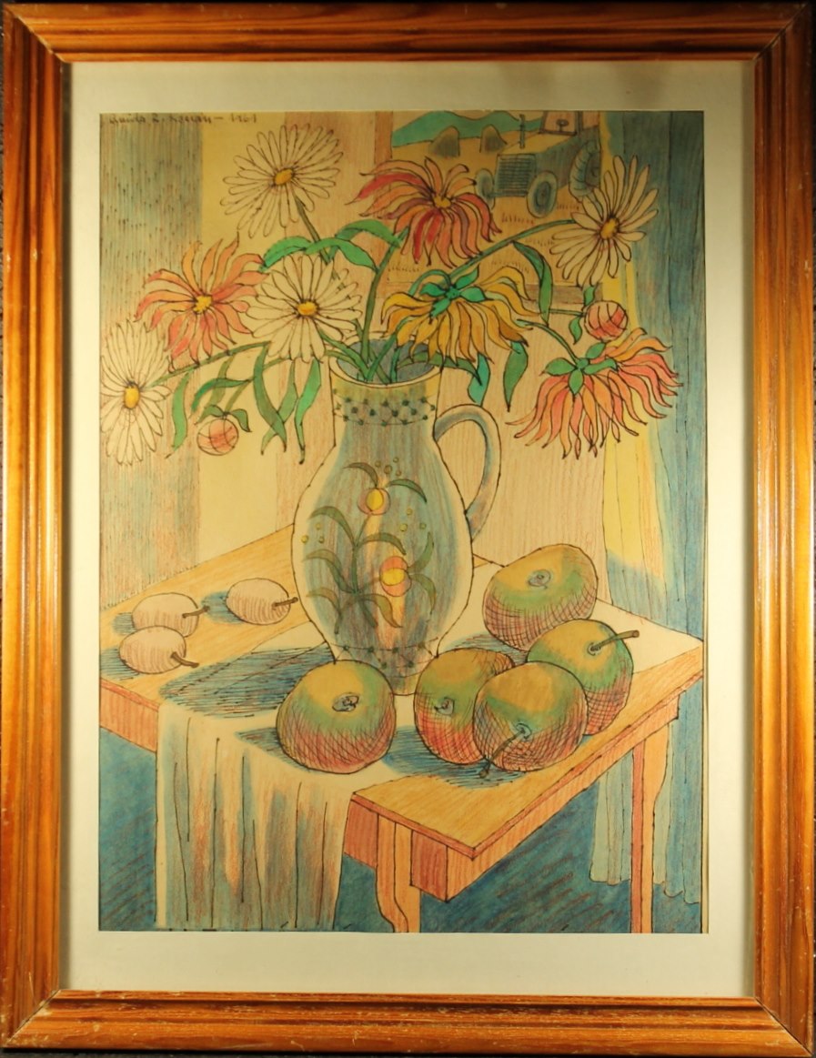 Quido Roman Kocian - Stolek s kyticí a ovocem