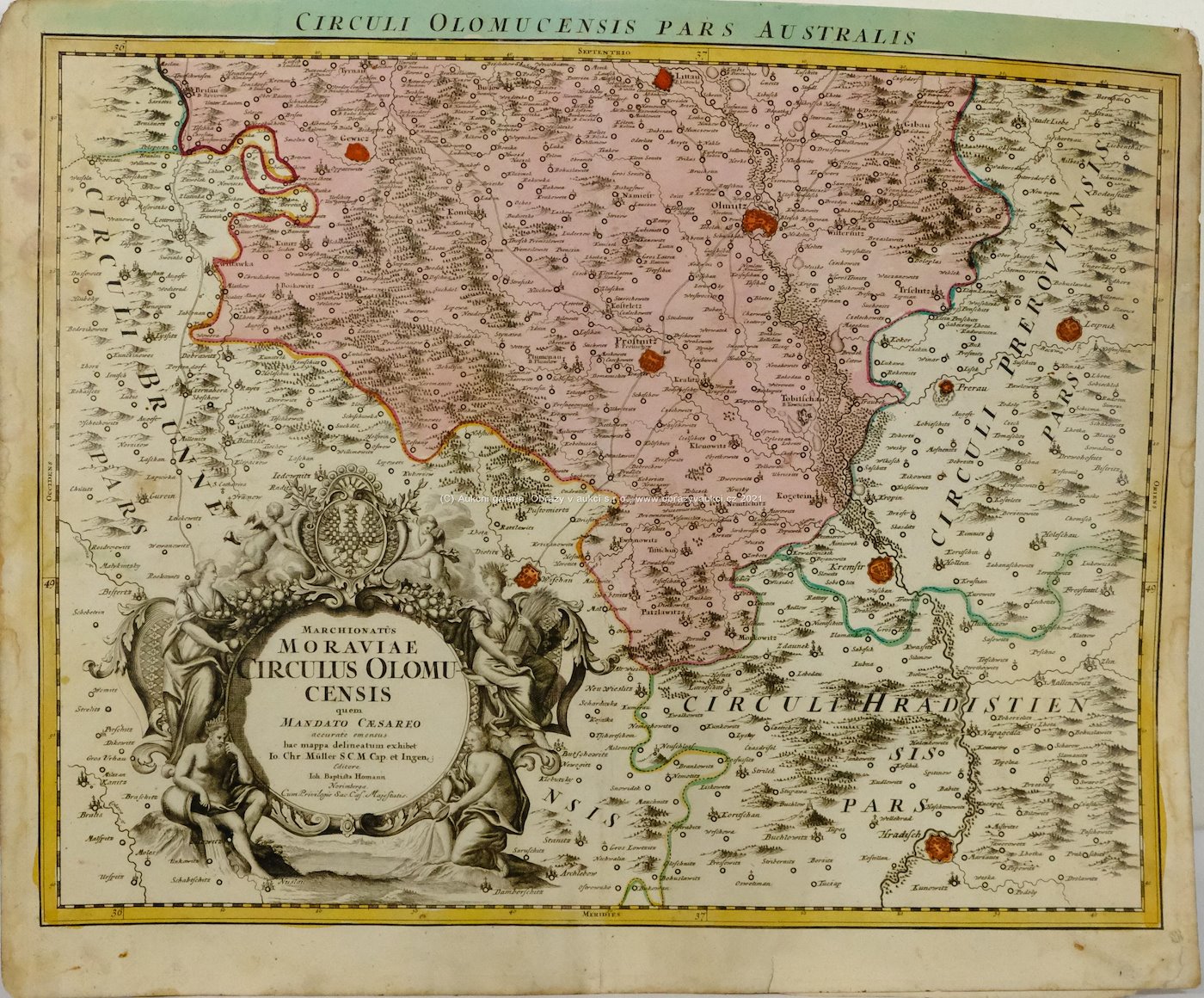 Johann Christoph Müller - Mapa Olomouckého kraje ¨Circulus Olomucensis¨