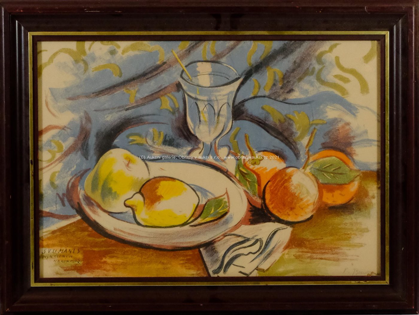 Vincenc Beneš - Zátiší s ovocem a sklenicí