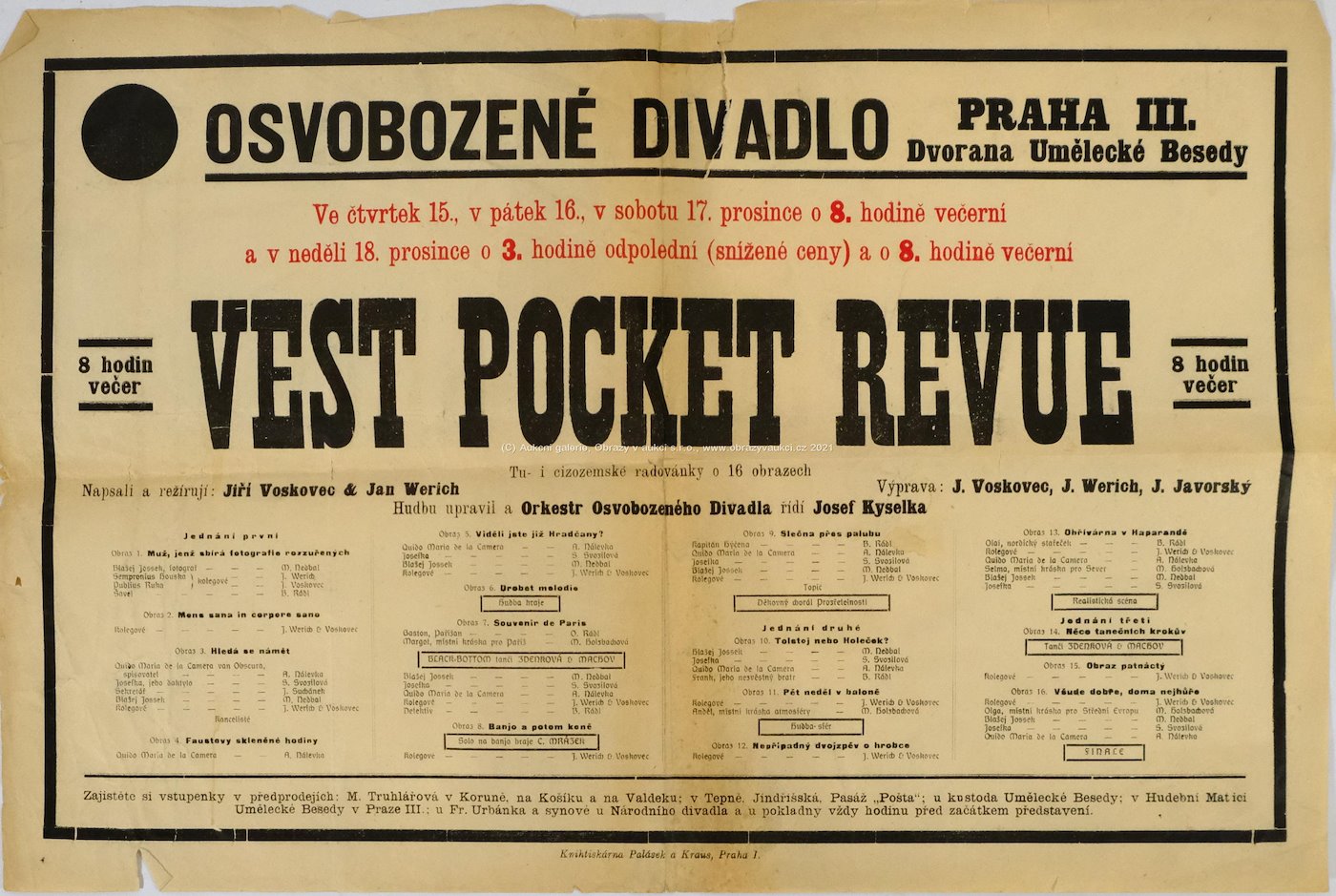 Jiří Voskovec, Jan Werich - Vest Pocket Revue - původní plakát
