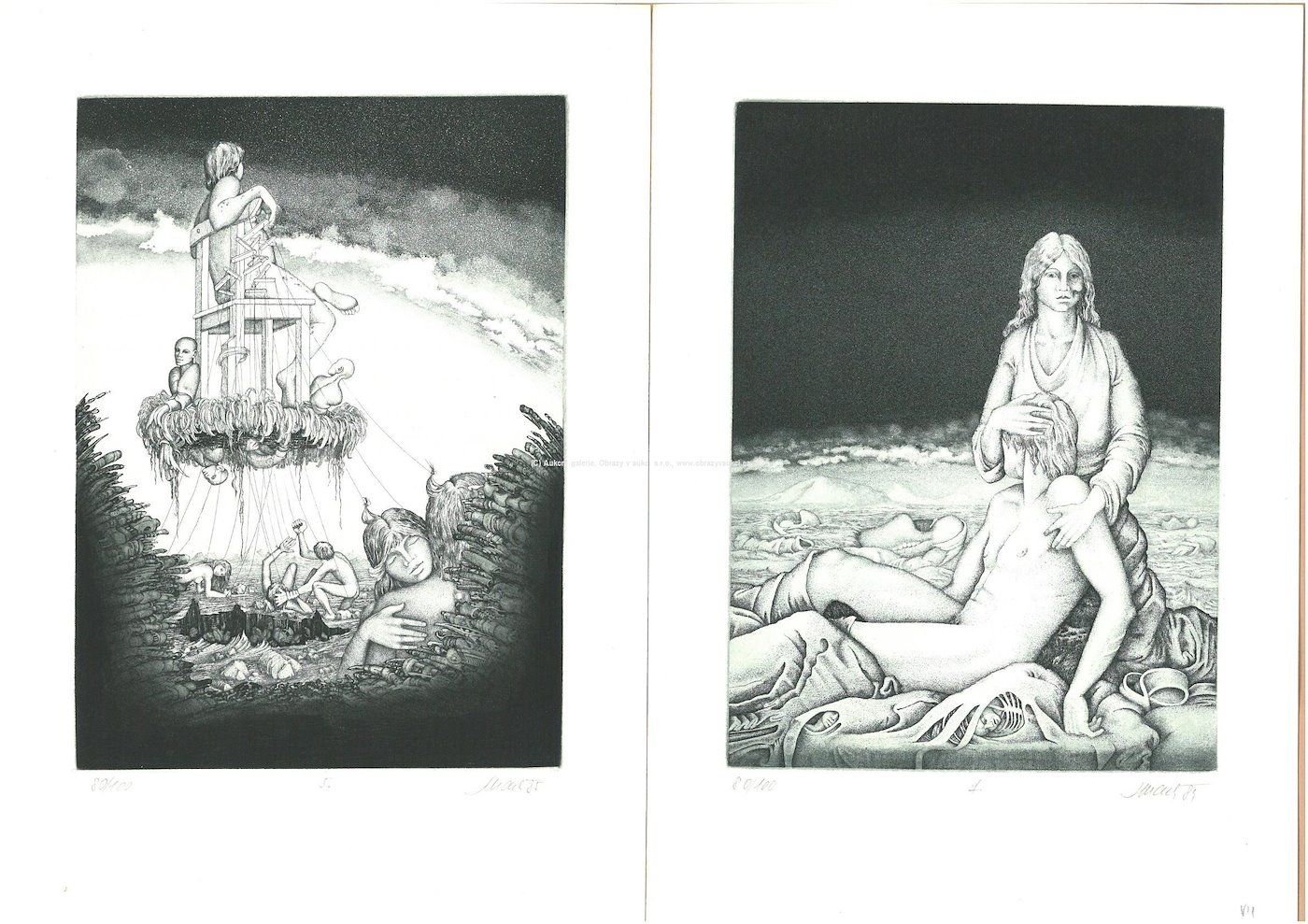 Josef Dudek - Konvolut 4 erotických grafik z cyklu Bellerophontés